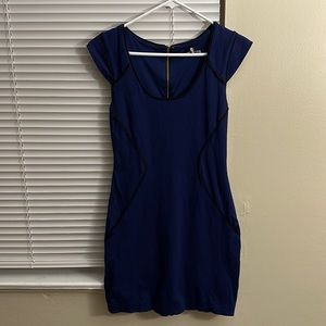 blue and black work dress